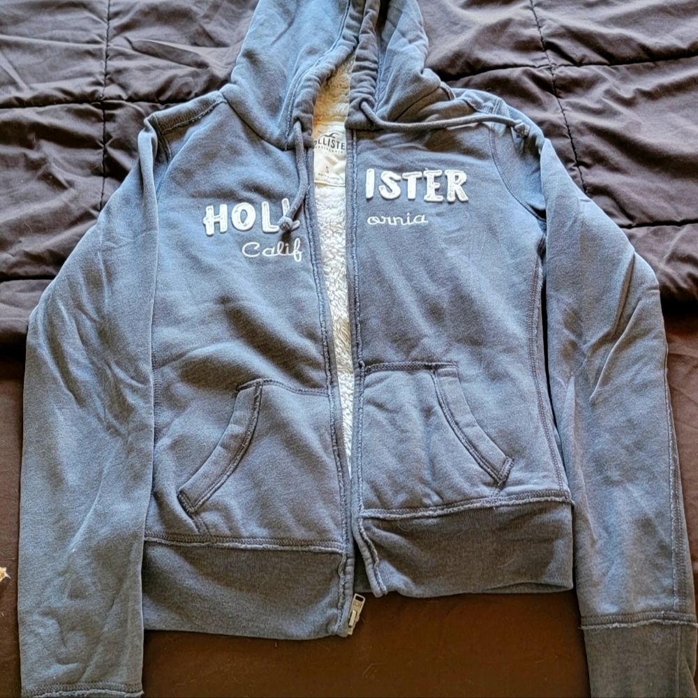 Gray Hollister zip up hoodie